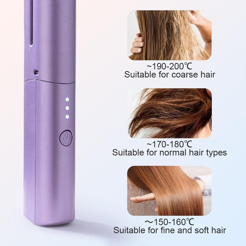 Meneflix Portable Mini Hair Straightener Cordless Rechargeable Hot Comb