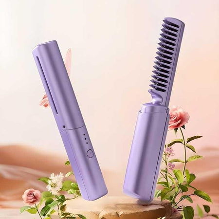 Meneflix Portable Mini Hair Straightener Cordless Rechargeable Hot Comb